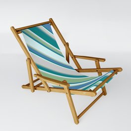[ Thumbnail: Eye-catching Light Cyan, Light Grey, Dark Sea Green, Blue, and Teal Colored Striped Pattern Sling Chair ]