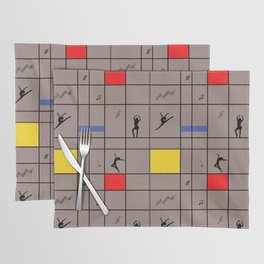 Dancing like Piet Mondrian - Composition with Red, Yellow, and Blue on the light brown background Placemat