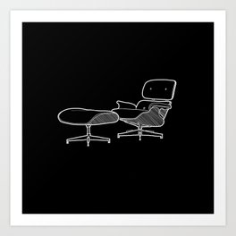 Mid-Century - Eames Lounge Chair Sketch (W) Art Print