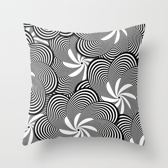 Fun Black and White Flower Pattern - Digital Illustration - Graphic Design Throw Pillow