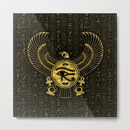 Egyptian Eye of Horus - Wadjet Gold and Black Metal Print | Eye, Horus, Deities, Hieroglyphs, Mythology, Eyeofhorus, Wadjit, Uadjet, Hieroglyphic, Udjo 