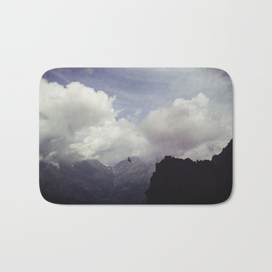 clouds over mountains Bath Mat