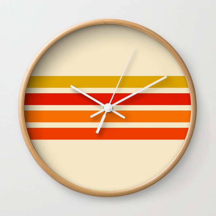 Abstract Minimal Retro Stripes 70s Style - Nagatane Wall Clock