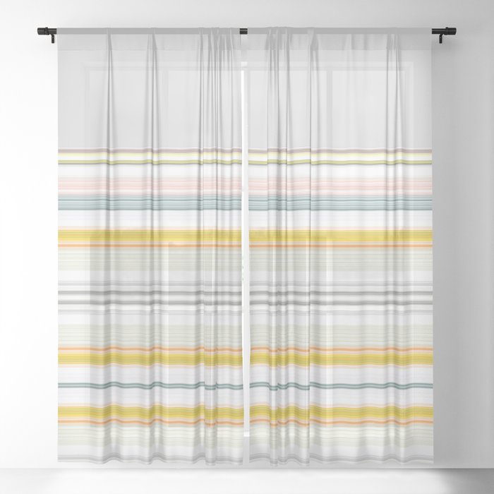 Blue Grey Gold Stripe Mix Match Sheer Curtain By Artaddiction45