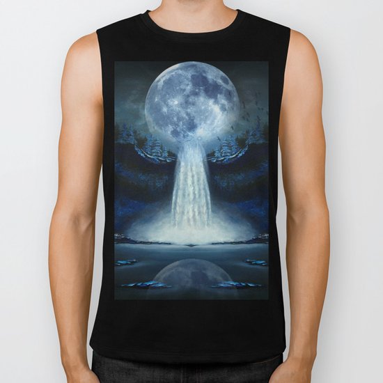waterfall moon Biker Tank