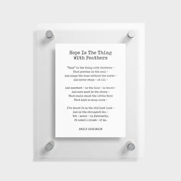 Hope Is The Thing With Feathers - Emily Dickinson Poem - Literature - Typewriter Print 1 Floating Acrylic Print