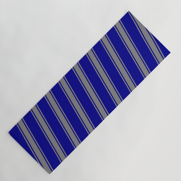 Dark Blue & Grey Colored Striped Pattern Yoga Mat