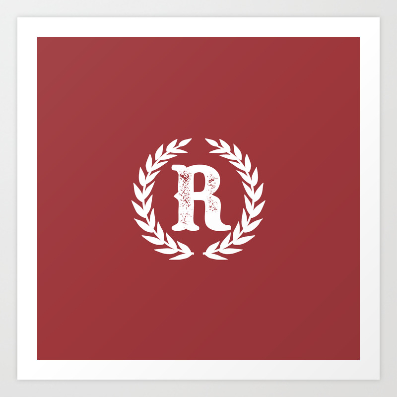 Rustic Red Monogram Letter R Art Print By Jsdavies Society6