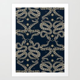 celestial snakes indigo Art Print