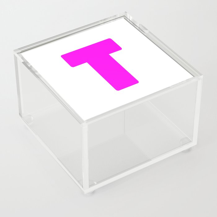 T (Magenta & White Letter) Acrylic Box