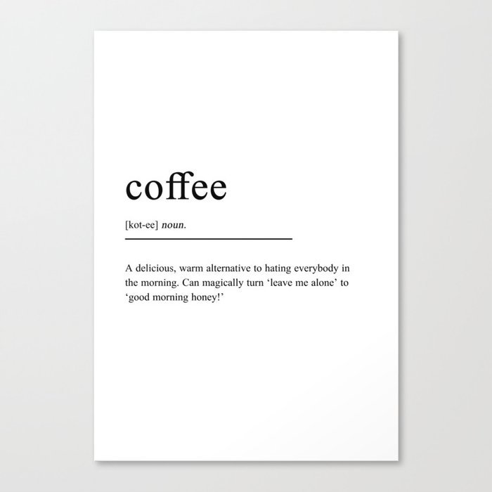 Coffee Definition Artwork Canvas Print