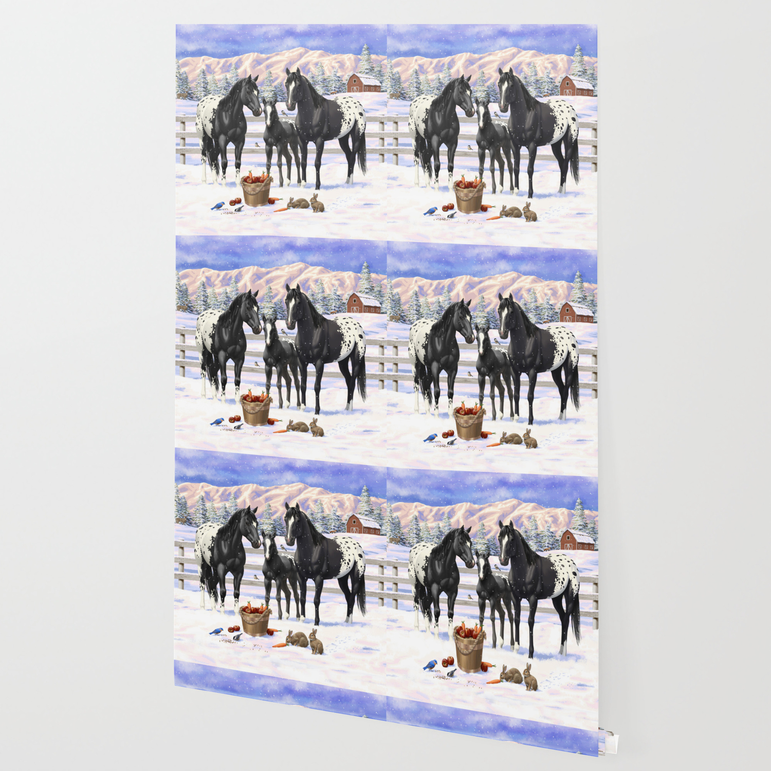 Black Appaloosa Horses In Winter Snow Wallpaper By Csforest Society6