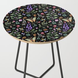 Witchy magical pattern. Nightshade. Mugwort. Side Table