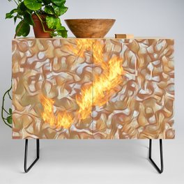 Abstract digital pattern design with curved shapes and flames Credenza