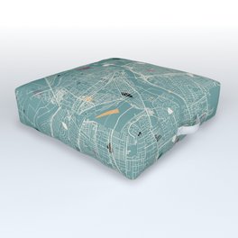 USA, Sacramento - Pastel City Map - Terrazzo Collage - Marble Outdoor Floor Cushion