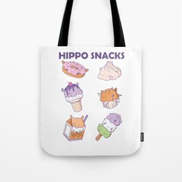 Fun Hippo Snacks Cute Kawaii Aesthetic Tote Bag