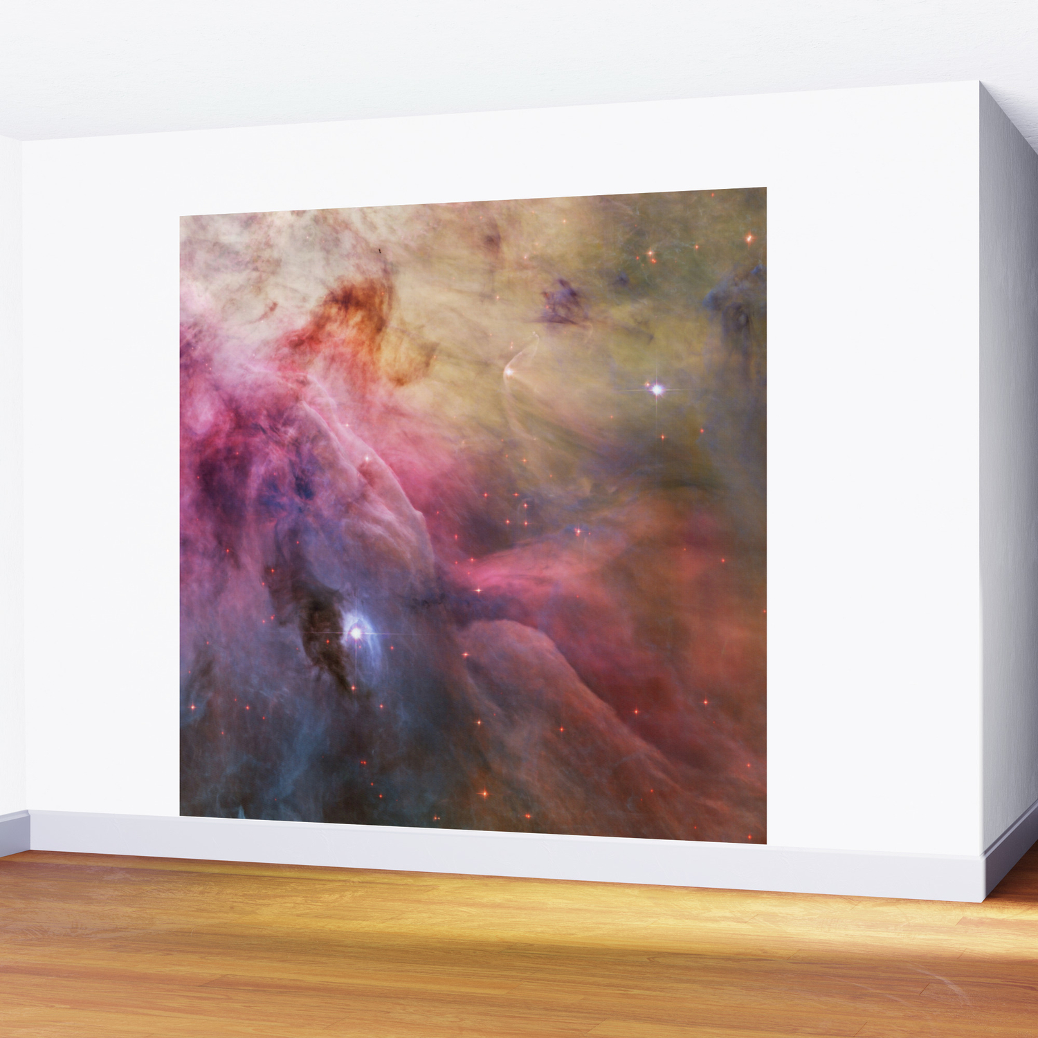 Cosmic clouds and stellar winds (LL Orionis and Orion Nebula flow) (NASA/ESA  Hubble Space Telescope) Wall Mural by alexandra_arts | Society6