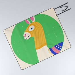 Funny Llama Wearing Balaclava Ski Mask Picnic Blanket