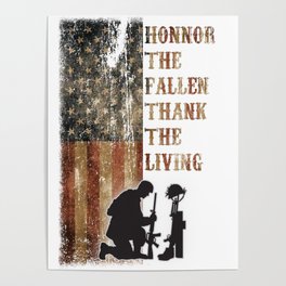 Vintage USA Flag Honor The Fallen Thank The Living Memorial's Day Veteran's Day Poster
