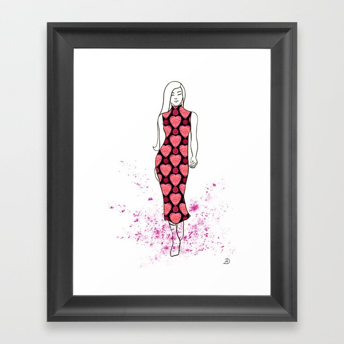 Valentine's Day - Fashionista's Red Hearts Framed Art Print