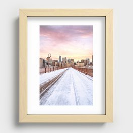 Sunset at the Stone Arch Bridge | Photography and Collage Recessed Framed Print