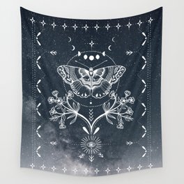 Magical Moth White Wall Tapestry