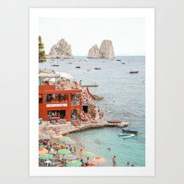 Capri Island Summer Photo | Bagni di Maria Beach Club Art Print | Italy Landscape Travel Photography Art Print