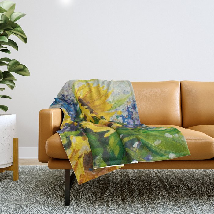 Sunflowers Oil Painting Throw Blanket