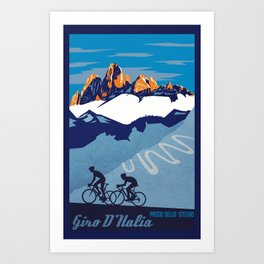 Giro d'Italia Passo Dello Stelvio cycling poster Art Print
