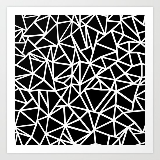 Abstract Outline Thick White on Black Art Print