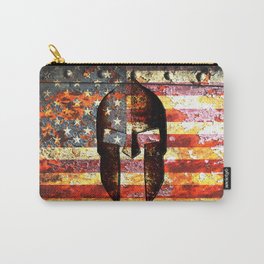 American Flag And Spartan Helmet On Rusted Metal Door - Molon Labe Carry-All Pouch | Spartan, Americana, Murica, Graphicdesign, Curated, Americanflag, Molonlabe, Political, Comeandgetthem, Digital 