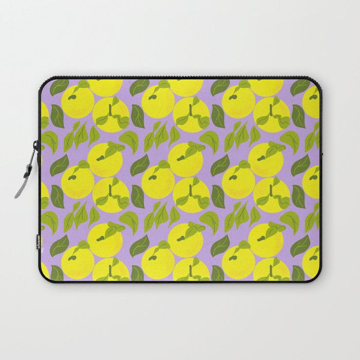 Yellow Yuzu Tropical Fruit on Light Purple Laptop Sleeve