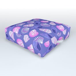 Mix Purple and Pink Shell Pattern on Purple Background  Outdoor Floor Cushion