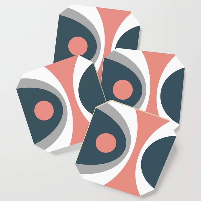 Colorful geometric composition - pink Coaster