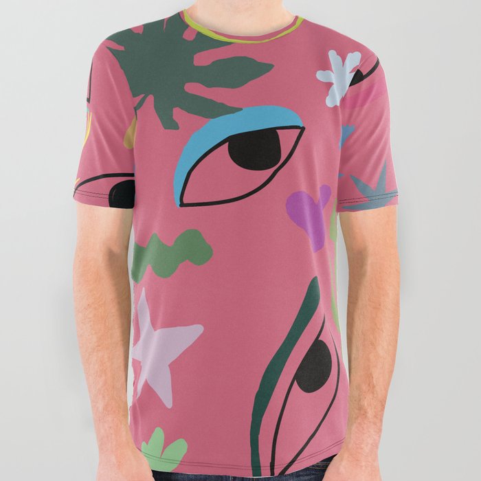 Eyes Plants Bizarre Abstract Stars  All Over Graphic Tee