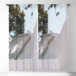 Minimalistic Greek Scenery | White Church Building in the Summer Sun | Cycladic Architecture | Travel Photography on Naxos, Greece Blackout Curtain