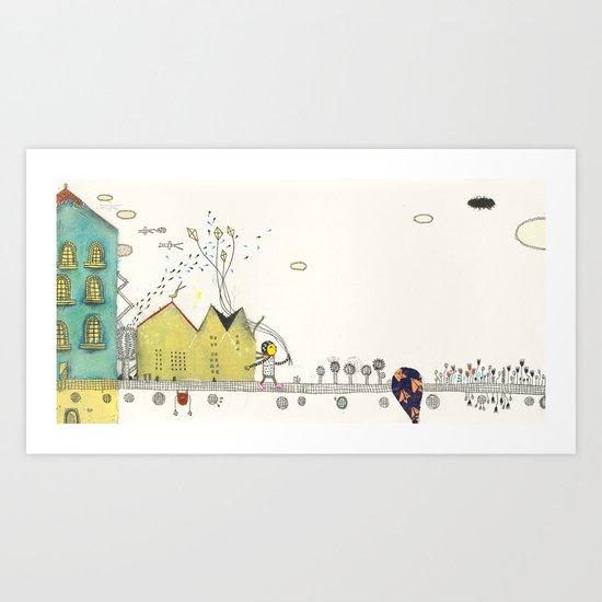 Walking Downtown Art Print