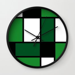 Green Mondrian Wall Clock