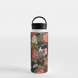 Opossum Floral Pattern (with text) Water Bottle