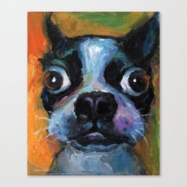 Cute Boston Terrier Puppy dog portrait prints Svetlana Novikova Canvas Print