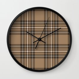 Coffee and Cream Tartan Wall Clock