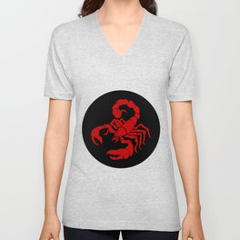 Red Scorpion Skull V Neck T Shirt