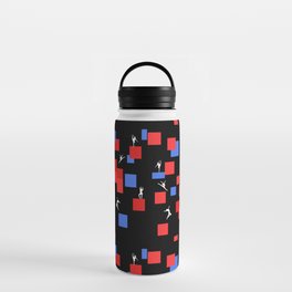 Dancing like Piet Mondrian - Composition in Color A. Composition with Red, and Blue on the black background Water Bottle