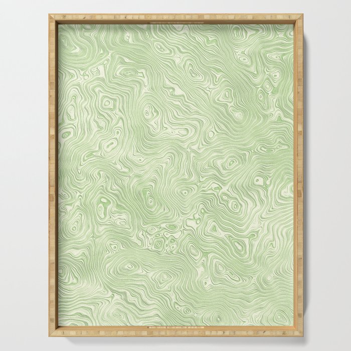 Lime Green Silk Moire Pattern Serving Tray