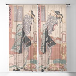 Hit Plays at the Three Theaters (Keisai Eisen) Sheer Curtain
