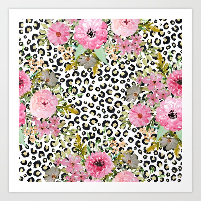Elegant leopard print and floral design 