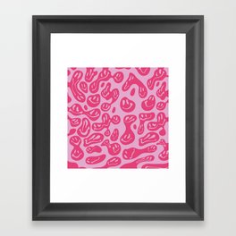 Pink Dripping Smiley Framed Art Print