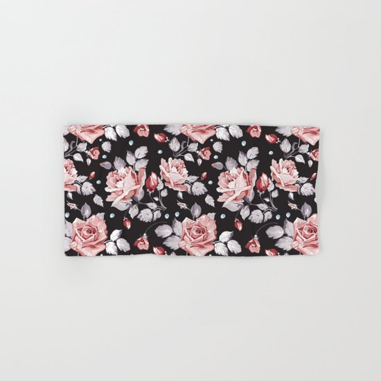 Vintage Pink Rose Flowers Hand & Bath Towel