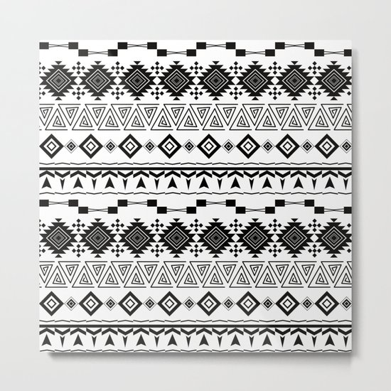 Aztec black white pattern. Metal Print