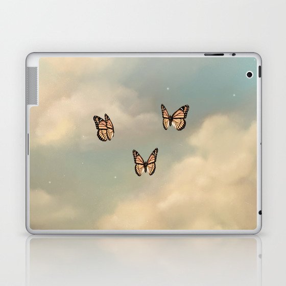 Romantic Clouds Aesthetic Butterflies Laptop & iPad Skin
